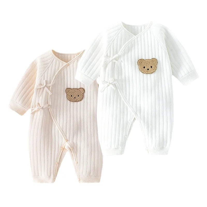Baby Romper - Wrap Front Closure Bear Appliqué