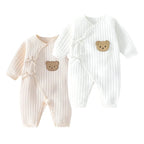 Baby Romper - Wrap Front Closure Bear Appliqué