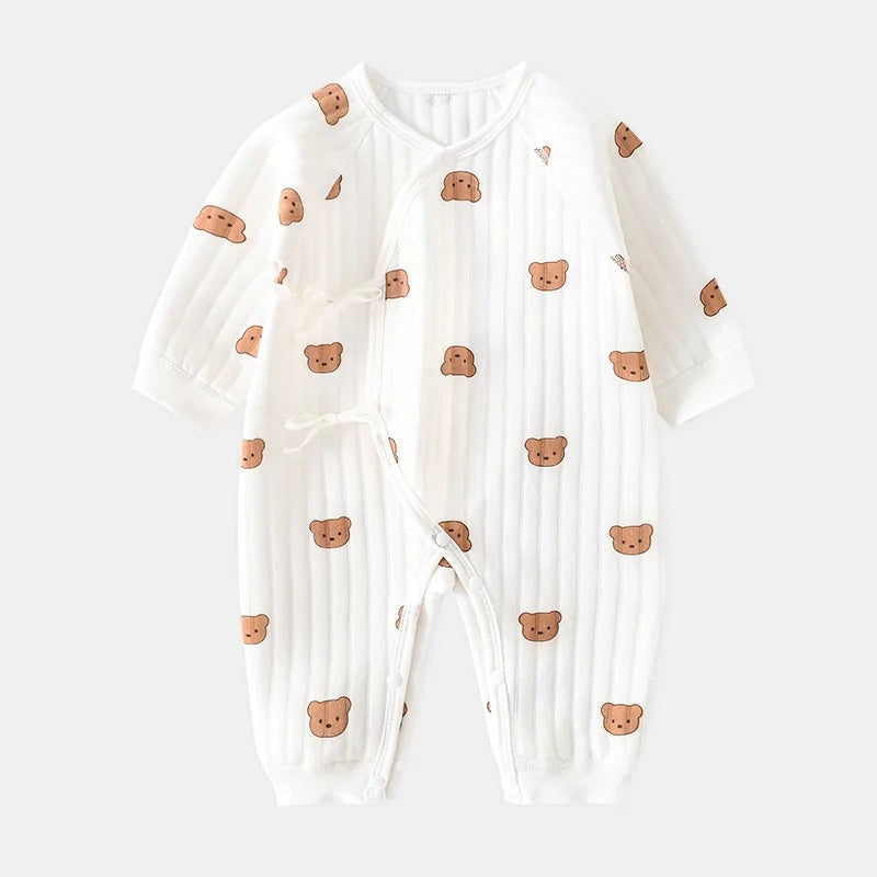 Baby Romper - Wrap Front Closure Bear Appliqué