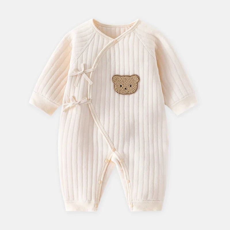 Baby Romper - Wrap Front Closure Bear Appliqué