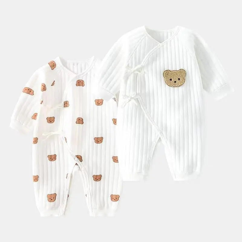 Baby Romper - Wrap Front Closure Bear Appliqué