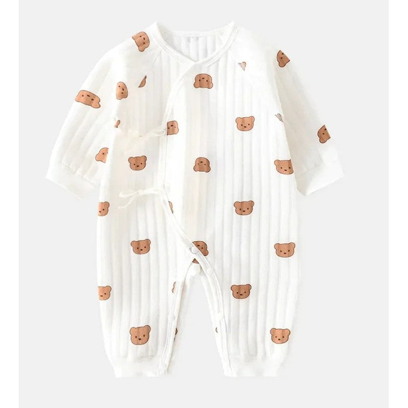 Baby Romper - Wrap Front Closure Bear Appliqué