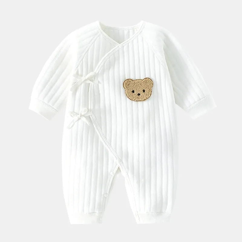Baby Romper - Wrap Front Closure Bear Appliqué