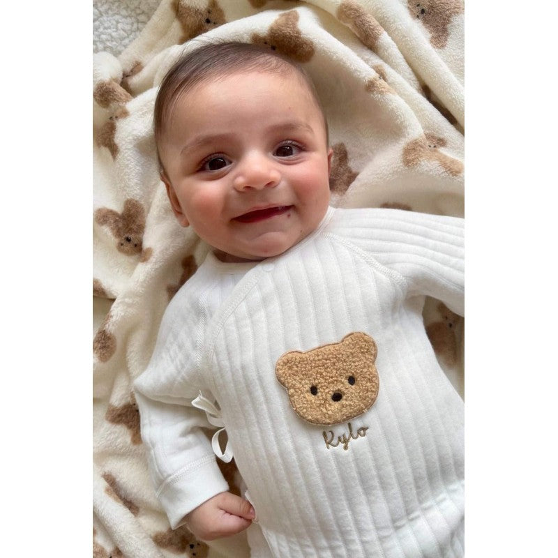 Baby Romper - Wrap-Front Teddy Bear