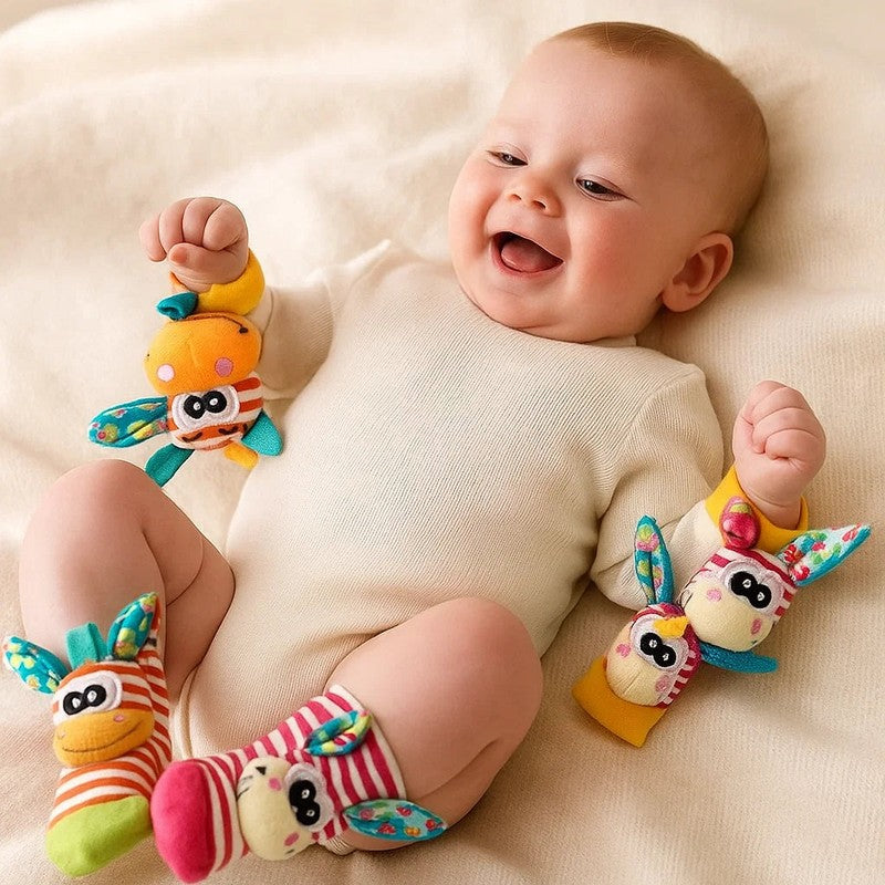 Baby Sensory Rattle Wristband and Sock Set - Animal Characters