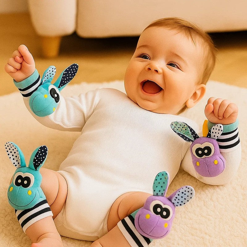 Baby Sensory Rattle Wristband and Sock Set - Animal Characters