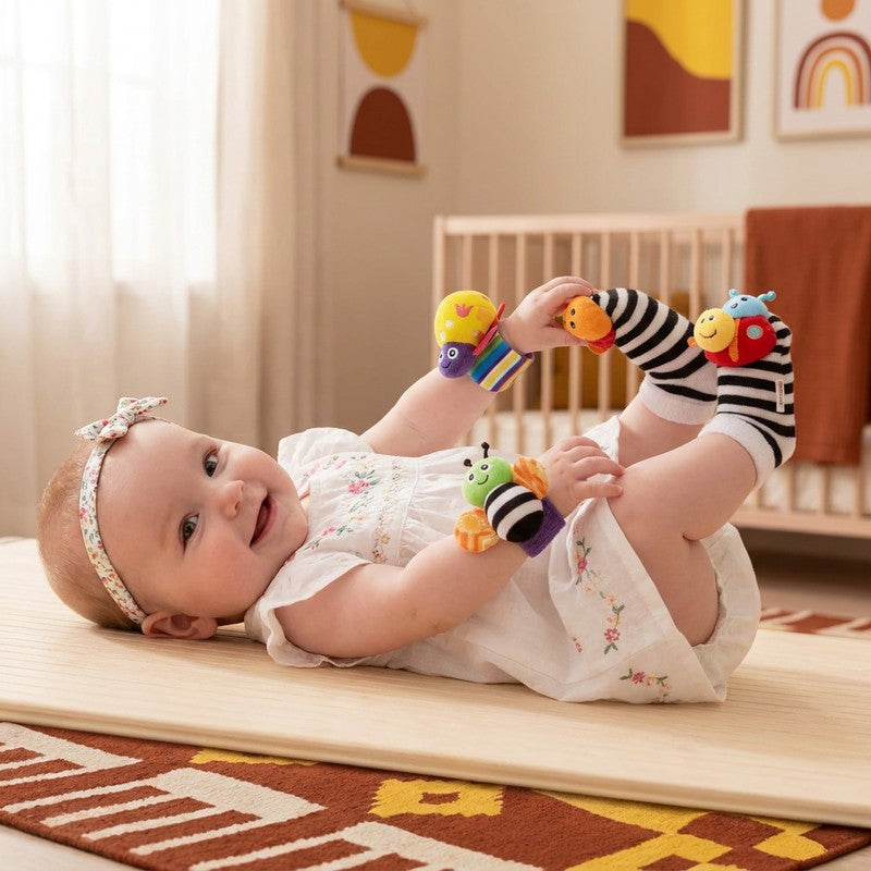 Baby Sensory Rattle Wristband and Sock Set - Animal Characters