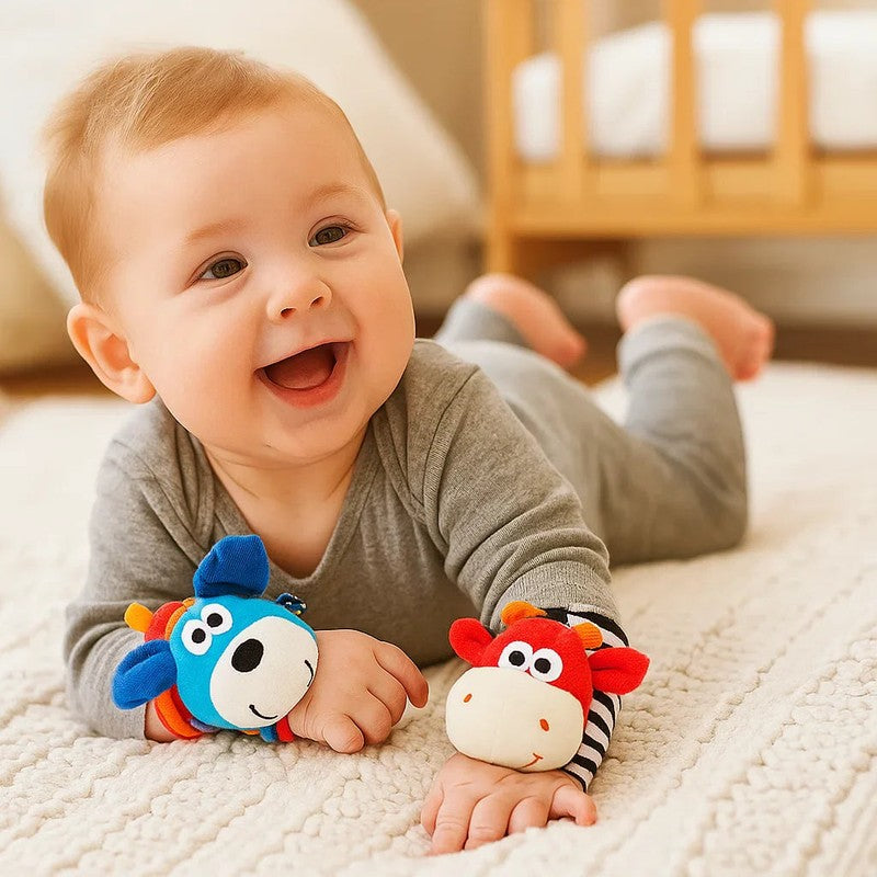 Baby Sensory Rattle Wristband and Sock Set - Animal Characters