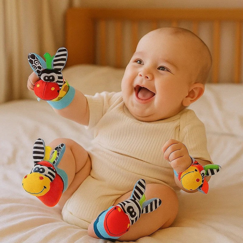 Baby Sensory Rattle Wristband and Sock Set - Animal Characters