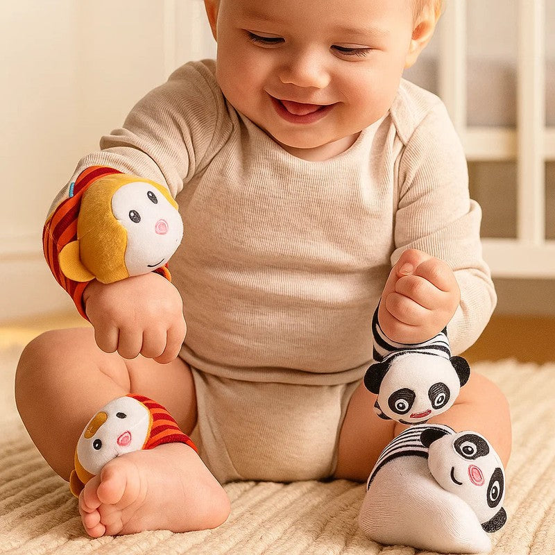 Baby Sensory Rattle Wristband and Sock Set - Animal Characters