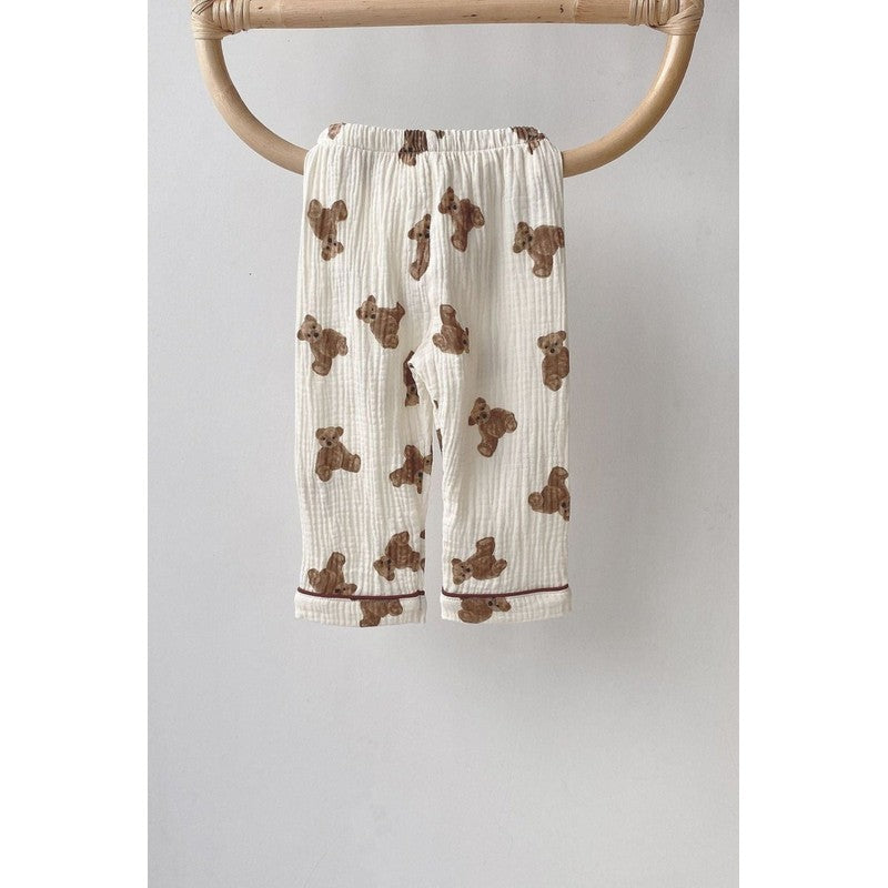 Baby Teddy Bear Print Pyjama Set - Long Sleeve Top and Trousers