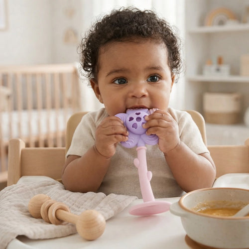 Baby Teether Rattle with Floral - Sensory Bumps