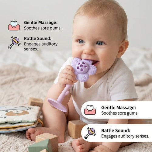 Baby Teether Rattle with Floral - Sensory Bumps