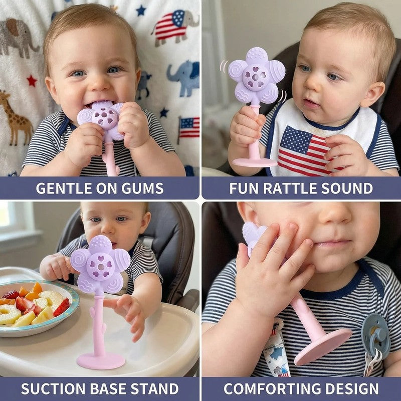 Baby Teether Rattle with Floral - Sensory Bumps