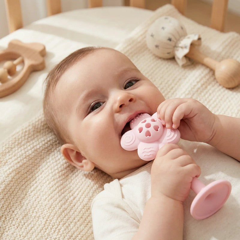 Baby Teether Rattle with Floral - Sensory Bumps