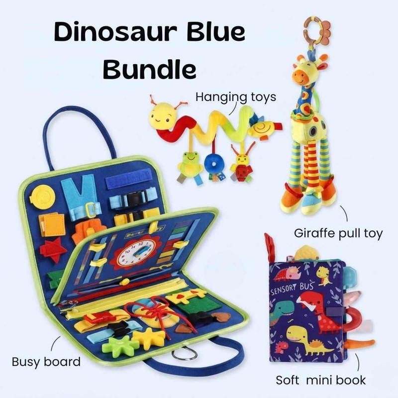 Baby & Toddler Sensory Toy Bundle - Montessori Busy Board & Activity Set