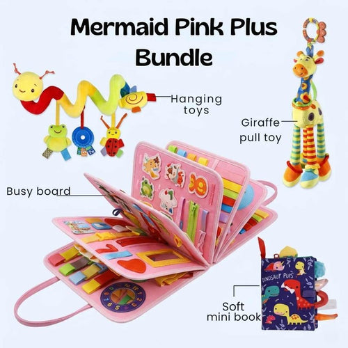 Baby & Toddler Sensory Toy Bundle - Montessori Busy Board & Activity Set