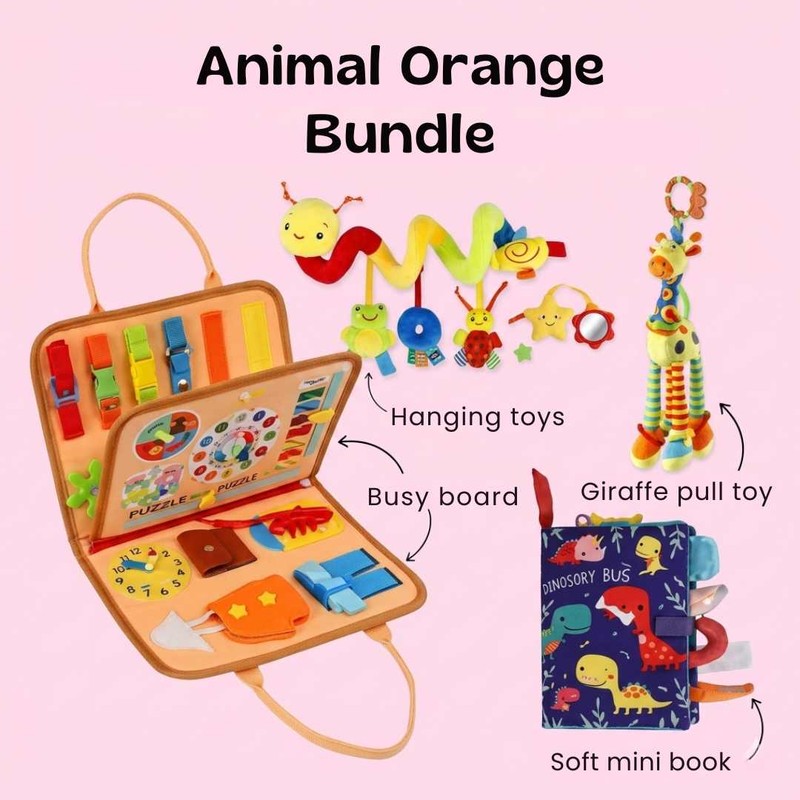 Baby & Toddler Sensory Toy Bundle - Montessori Busy Board & Activity Set