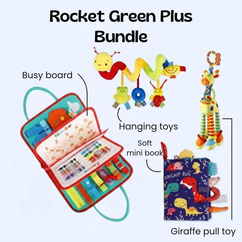 Baby & Toddler Sensory Toy Bundle - Montessori Busy Board & Activity Set