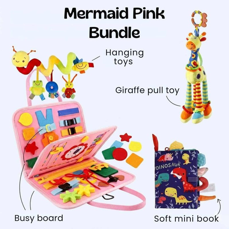 Baby & Toddler Sensory Toy Bundle - Montessori Busy Board & Activity Set