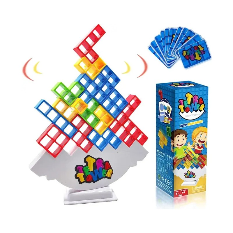 Balance Stacking Game - Tetromino Blocks with Rocking Base