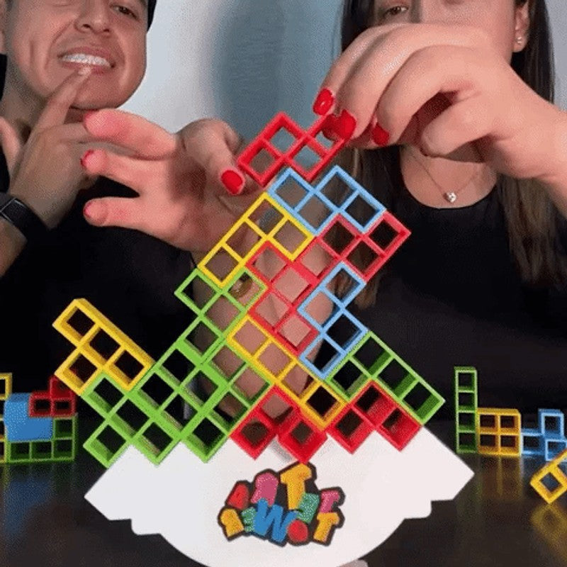 Balance Stacking Game - Tetromino Blocks with Rocking Base