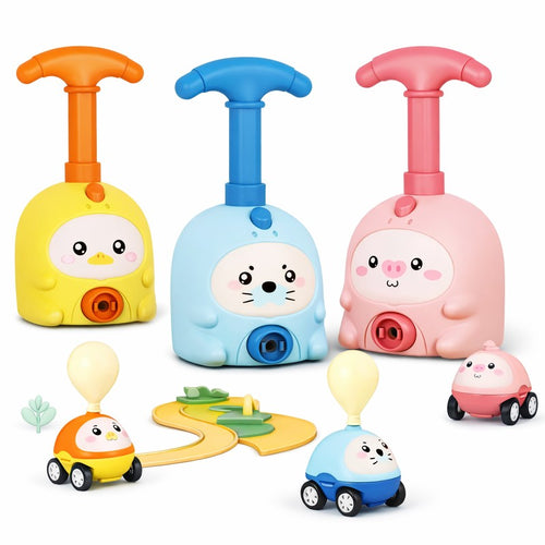 Balloon-Powered Toy Car Launcher Set - STEM Learning Toy
