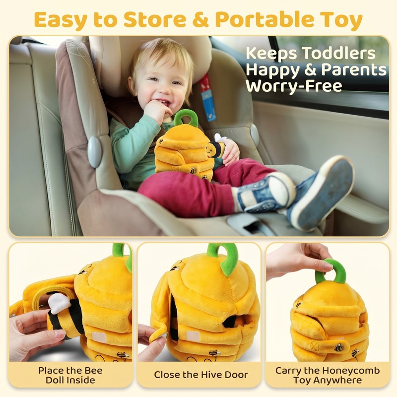 Bee Sorting Sensory Toy Set - Beehive with Interactive Bee Pieces