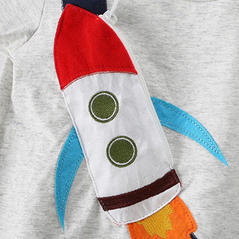 Boys' Short-Sleeve T-shirt - Rocket Appliqué
