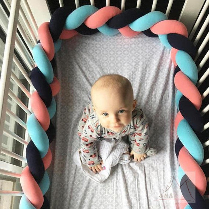 Braided Crib Bumper - Handwoven Padded Rail Liner