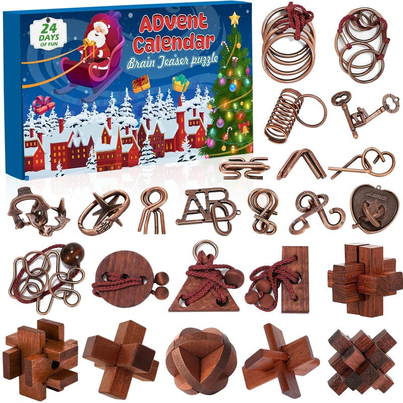 Brain Teaser Advent Calendar Set - 24-Day Christmas Countdown Puzzle