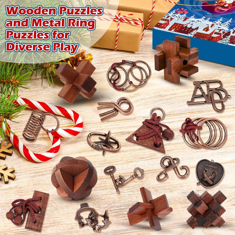 Brain Teaser Advent Calendar Set - 24-Day Christmas Countdown Puzzle