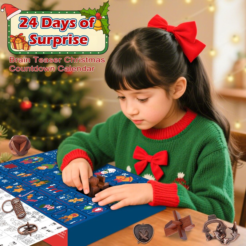 Brain Teaser Advent Calendar Set - 24-Day Christmas Countdown Puzzle