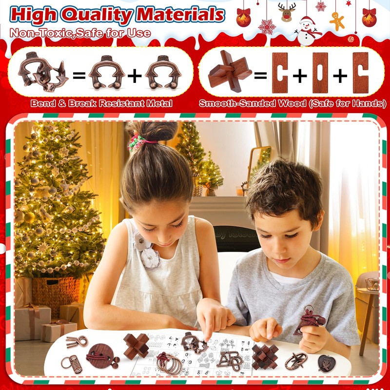 Brain Teaser Advent Calendar Set - 24-Day Christmas Countdown Puzzle