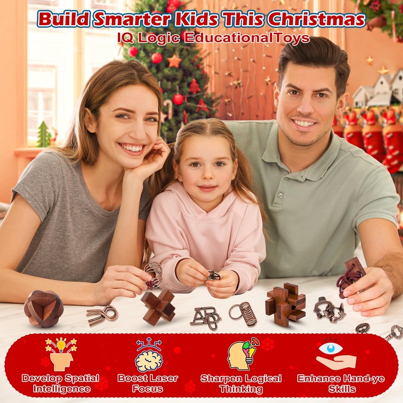 Brain Teaser Advent Calendar Set - 24-Day Christmas Countdown Puzzle