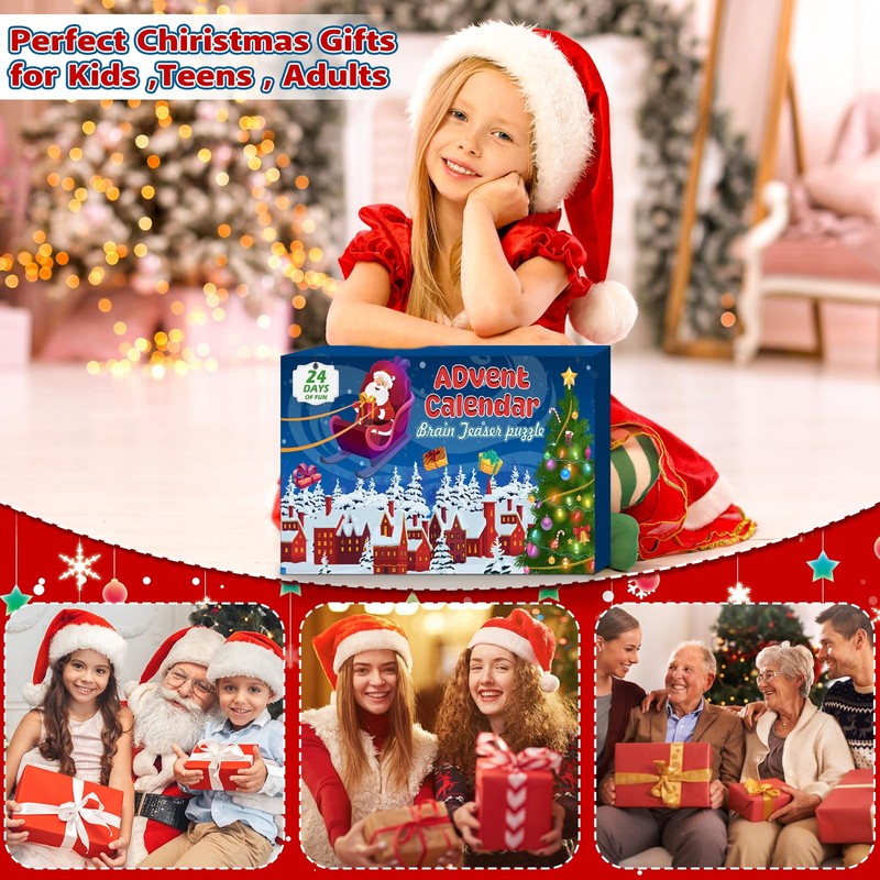 Brain Teaser Advent Calendar Set - 24-Day Christmas Countdown Puzzle
