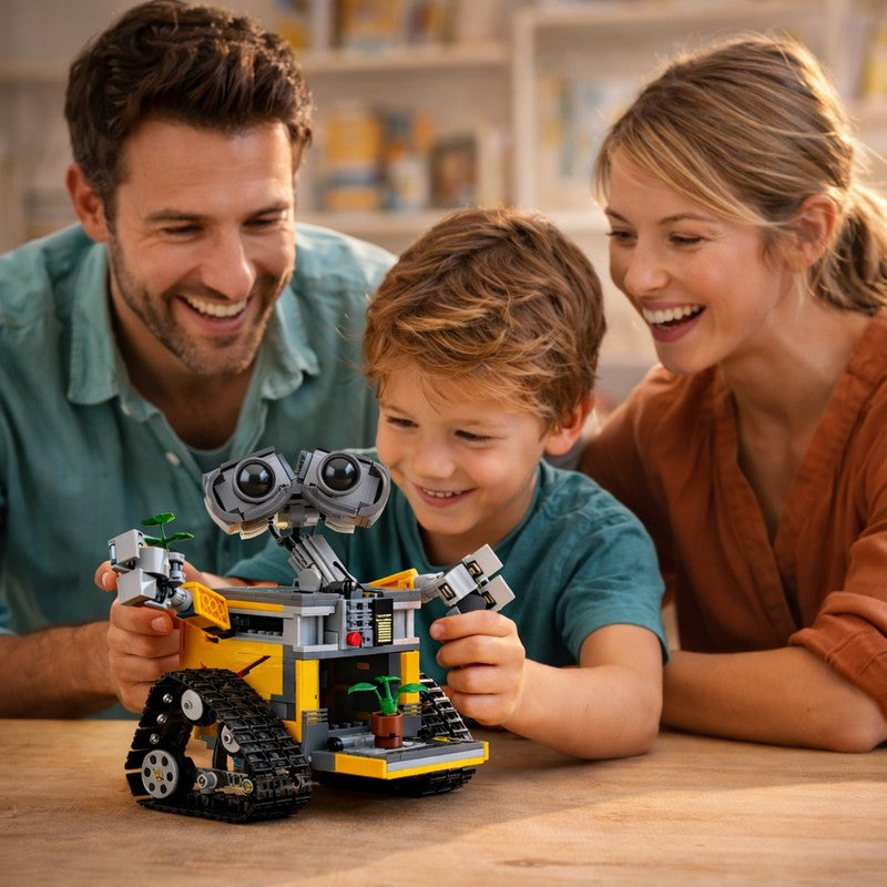 Building Block Robot Toy Set - Poseable Robot Figure with Tread Wheels