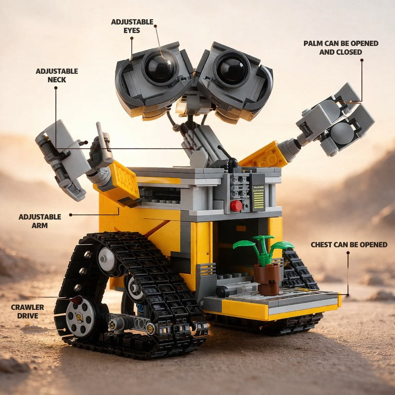 Building Block Robot Toy Set - Poseable Robot Figure with Tread Wheels