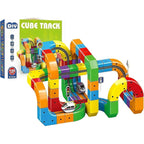 Building Block Train Track Set - Modular Cube Shaped Track with Train