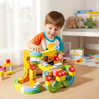 Building Block Train Track Set - Modular Cube Shaped Track with Train