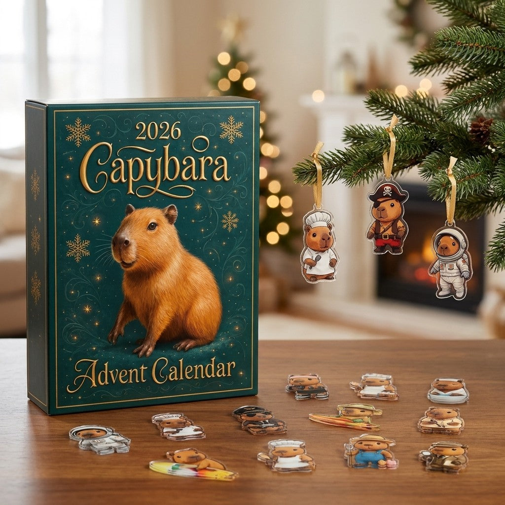 Capybara Advent Calendar 2026 - 24 Flat Acrylic Capybara Charms