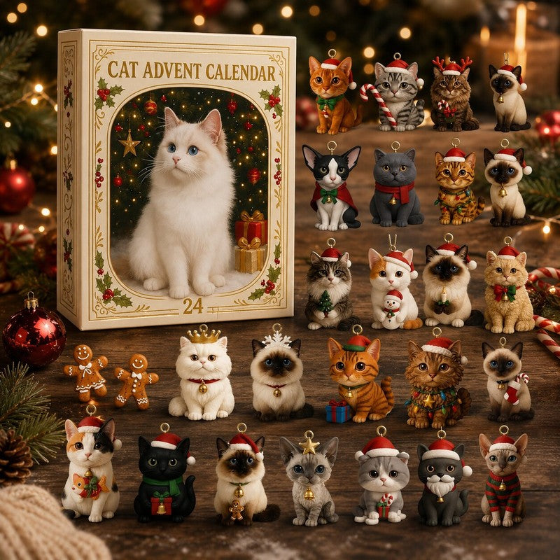 Cat Advent Calendar 2026 - 24 Door Countdown with Cat Ornaments