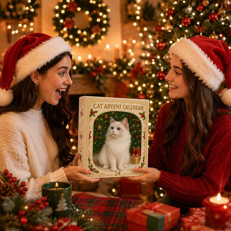 Cat Advent Calendar 2026 - 24 Door Countdown with Cat Ornaments