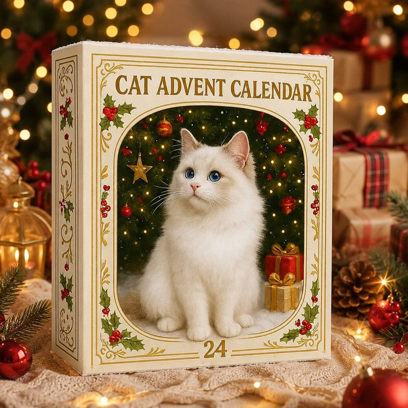 Cat Advent Calendar 2026 - 24 Door Countdown with Cat Ornaments