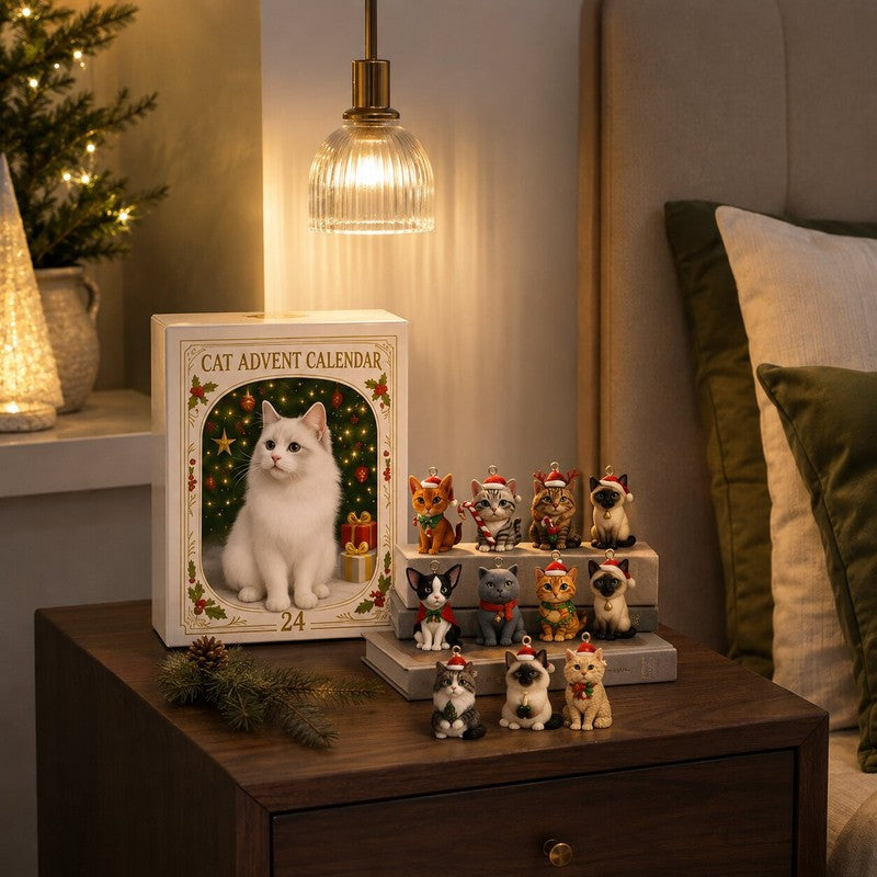Cat Advent Calendar 2026 - 24 Door Countdown with Cat Ornaments