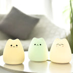 Cat-Shaped LED Night Light - Color-Changing Touch Control