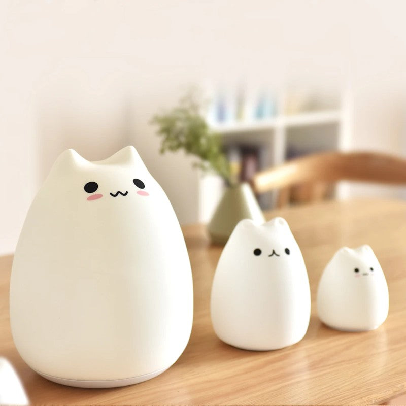 Cat-Shaped LED Night Light - Color-Changing Touch Control