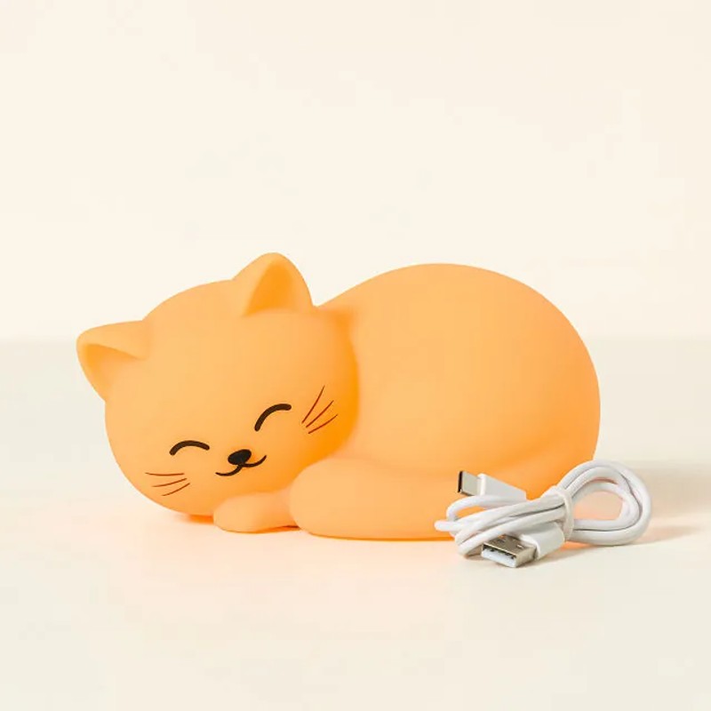 Cat-Shaped Squishy Night Light - Tap Activated with Timer