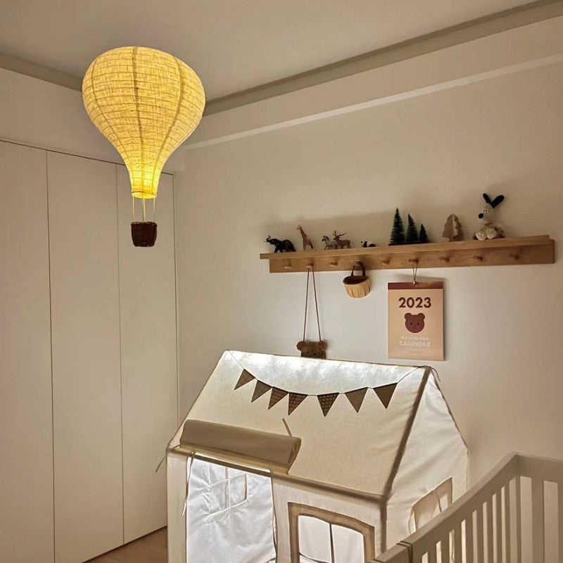 Ceiling Lamp - Hot-air Balloon Shape with Rattan Basket