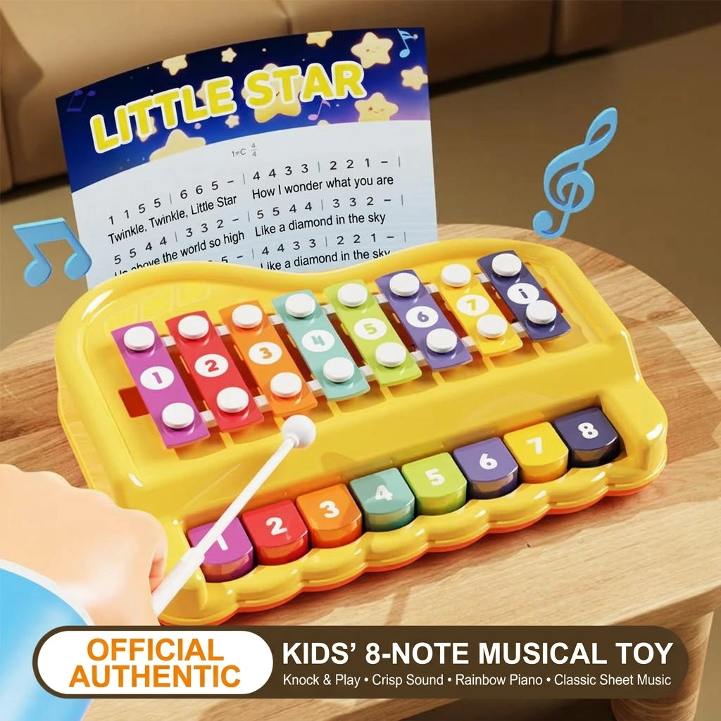 2-in-1 Klavier-Xylophon für Kinder - 8 Töne mit Schlägel